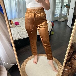 Cinq a Sept Women’s Extra Small Adalie Hammered Satin Pants Cinnamon